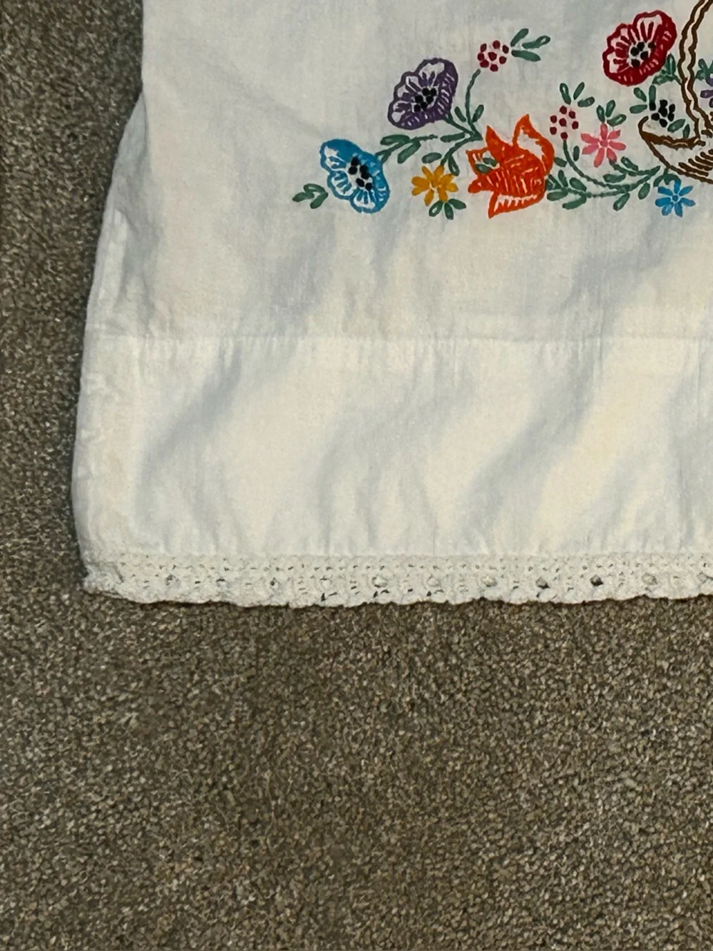 Vintage Embroidered Floral Pillowcases Set of 2 Crochet Lace Cottagecore
